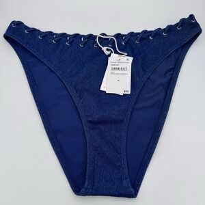 NWT! Good American Whip Stitch Bikini Bottom in Denim Rinse XL